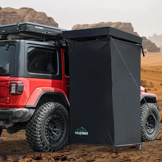 Main image of Wildfinder Vehicle Side Shower Awning w/LED, 3.3x3.3ft Privacy Enclosure | Outside Shower Enclosure 5,000mm Waterproof UV50+, Durable Oxford Fabric, Camping Shower Tent Easy Set Up in 30s