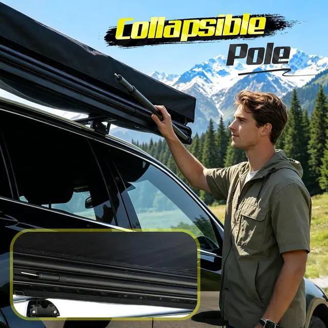 Alt view image 5 of 7 - WildFinder Retractable Car Awning 8.2x6.6ft, Waterproof Sun Shade for SUV | Truck Awning 54 Sq Ft, Adjustable Height 3.6 Ft to 7 Ft, Removable LED Light, Vehicle Awning with Durable Storage Bag