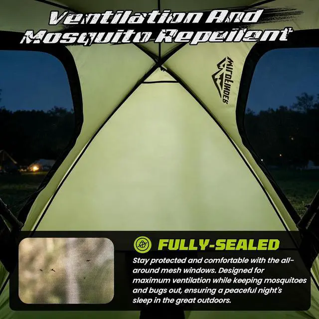 Alt view image 4 of 7 - WildFinder Truck Bed Tent with Rainfly, Truck Tents for Camping 5.5-6.0 Ft | Waterproof PU3000mm Tent for Truck Bed, Heavy Duty Oxford Fabric Sleeping Truck Tent for Car Camping, Overlanding, Green