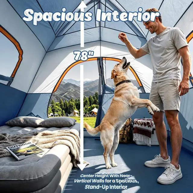 Alt view image 2 of 7 - WildFinder Camping Tent 6 Person, Double Layer Family Tent with Rainfly Waterproof & Windproof, Portable Easy Setup Tents for Camping, Suitable for Camping & Hiking