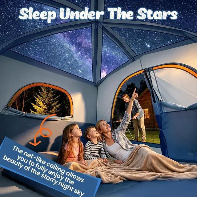 Alt view image 4 of 7 - WildFinder Camping Tent 6 Person, Double Layer Family Tent with Rainfly Waterproof & Windproof, Portable Easy Setup Tents for Camping, Suitable for Camping & Hiking