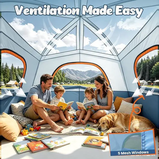 Alt view image 6 of 7 - WildFinder Camping Tent 6 Person, Double Layer Family Tent with Rainfly Waterproof & Windproof, Portable Easy Setup Tents for Camping, Suitable for Camping & Hiking