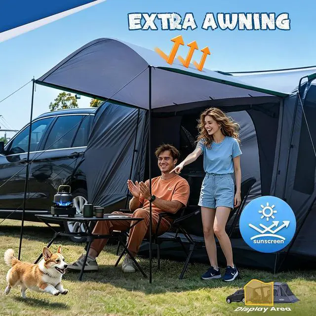 Alt view image 4 of 7 - WildFinder 5-9 Person SUV Tent, Screen Porch and Awning, 14.1x9.2x6.9 FT | PU3000 Waterproof, UPF 50 Sun Protection, Can Be Independently Set Up, Portable Storage Bag Included, Fits Jeep And Truck