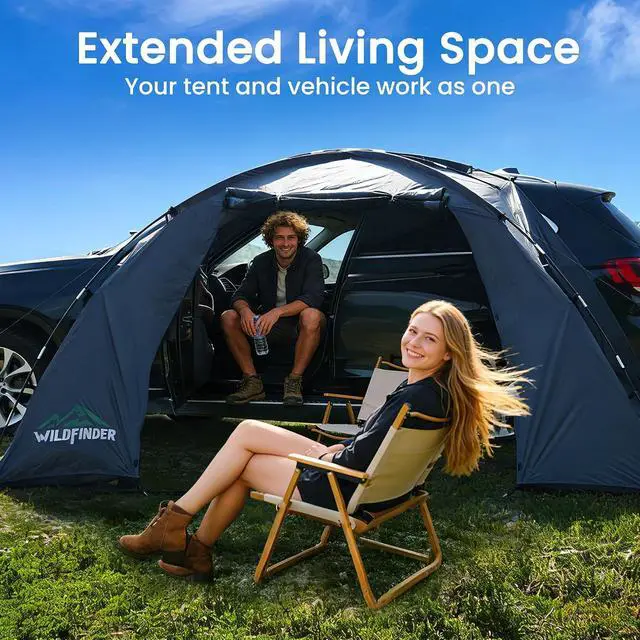 Alt view image 5 of 7 - WildFinder SUV Tent, Car Tents for Camping, SUV Tailgate Tent for Family | SUV Tent for Camping, Car Awning & Tailgate Tent for Van Jeep, Family Vehicle Shelter, Waterproof Wind Resistant Outdoor Gear