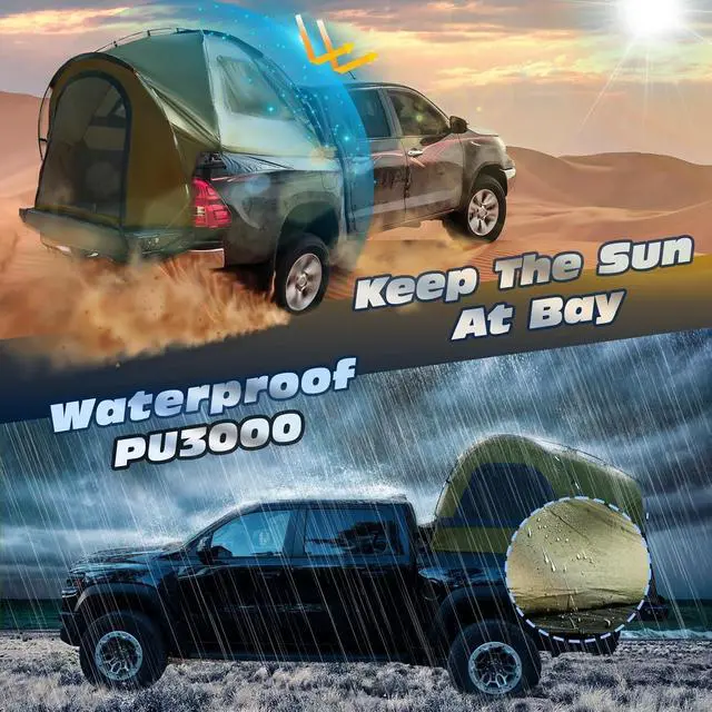 Alt view image 3 of 7 - WildFinder Truck Bed Tent, Pickup Truck Tents for Camping 5.0-5.4 FT Bed | Waterproof PU3000mm Tent for Truck Bed, Heavy Duty Oxford Fabric Sleeping Truck Tent for Car Camping, Overlanding, Green