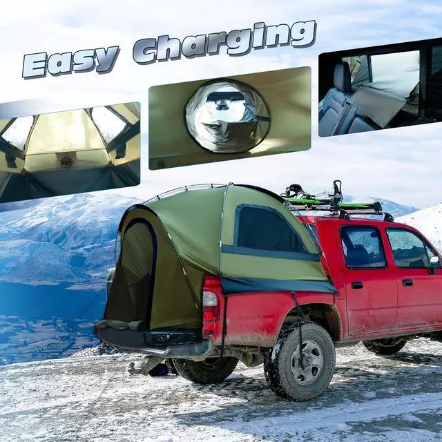 Alt view image 5 of 7 - WildFinder Truck Bed Tent, Pickup Truck Tents for Camping 5.0-5.4 FT Bed | Waterproof PU3000mm Tent for Truck Bed, Heavy Duty Oxford Fabric Sleeping Truck Tent for Car Camping, Overlanding, Green