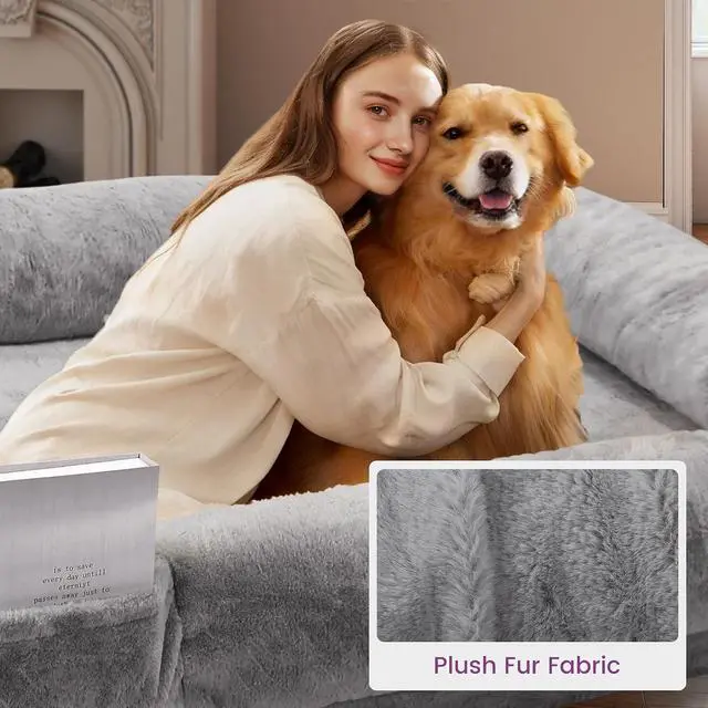 Alt view image 3 of 7 - Murago Human Dog Bed for Adults, 71"x43"x10", Light Grey | Long Human Size Dog Bed, Removable Cover, Orthopedic Design