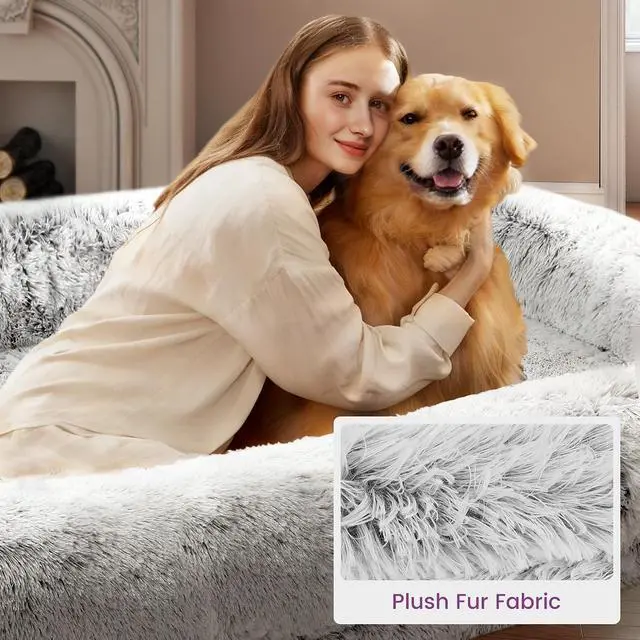 Alt view image 3 of 7 - Murago Human Dog Bed for Adults, 75"x43"x10", Light Grey | Long Human Size Dog Bed, Removable Cover, Orthopedic Design