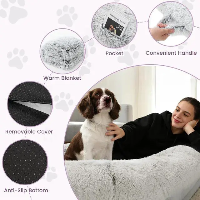 Alt view image 5 of 7 - Murago Human Dog Bed for Adults, 75"x43"x10", Light Grey | Long Human Size Dog Bed, Removable Cover, Orthopedic Design