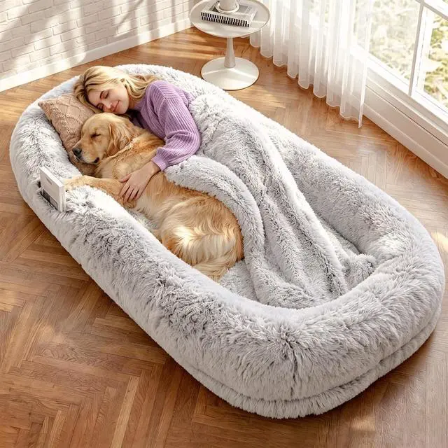Main image of Murago Human Dog Bed for Adults, 75"x43"x10", Light Grey | Long Human Size Dog Bed, Removable Cover, Orthopedic Design