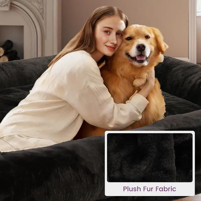 Alt view image 3 of 7 - Murago Human Dog Bed for Adults, 71"x43"x10", Black | Long Human Size Dog Bed, Removable Cover, Orthopedic Design