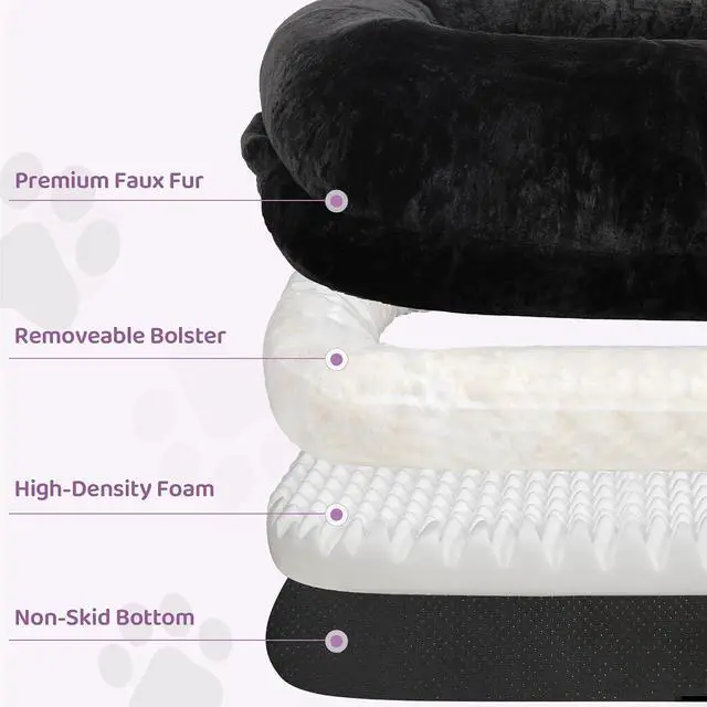 Alt view image 4 of 7 - Murago Human Dog Bed for Adults, 71"x43"x10", Black | Long Human Size Dog Bed, Removable Cover, Orthopedic Design