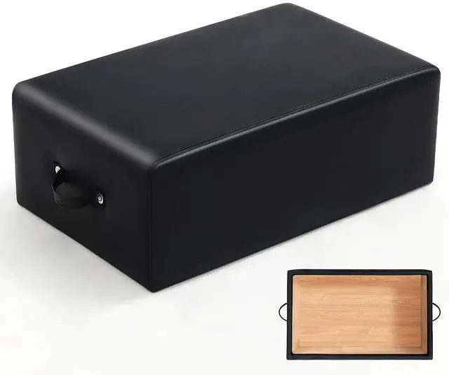 Main image of Murago Pilates Box, Pilates Reformer Box, Black | Vegan Leather Cover, Foam Padding with Wood Frame, for Home or Studio Workout