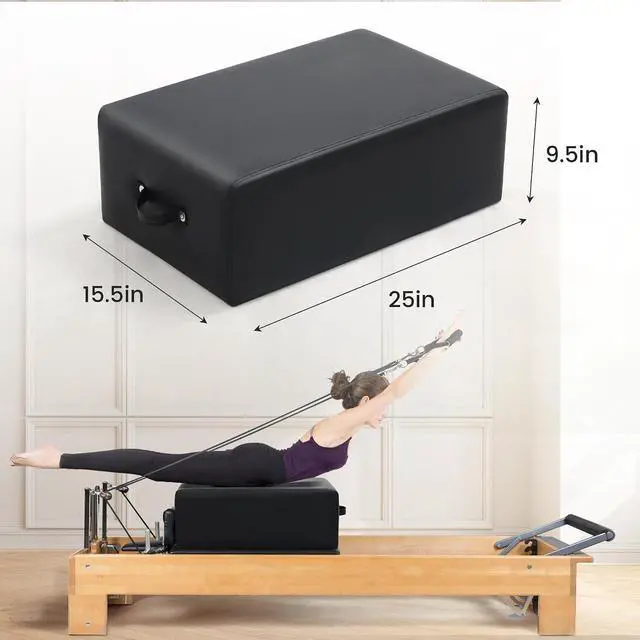Alt view image 2 of 6 - Murago Pilates Box, Pilates Reformer Box, Black | Vegan Leather Cover, Foam Padding with Wood Frame, for Home or Studio Workout
