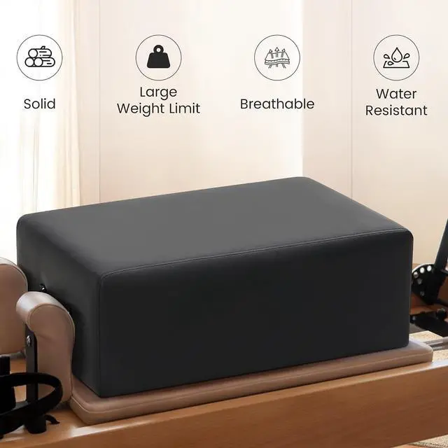 Alt view image 3 of 6 - Murago Pilates Box, Pilates Reformer Box, Black | Vegan Leather Cover, Foam Padding with Wood Frame, for Home or Studio Workout