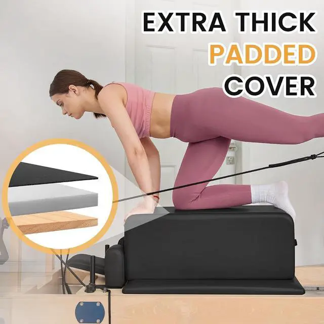 Alt view image 5 of 6 - Murago Pilates Box, Pilates Reformer Box, Black | Vegan Leather Cover, Foam Padding with Wood Frame, for Home or Studio Workout