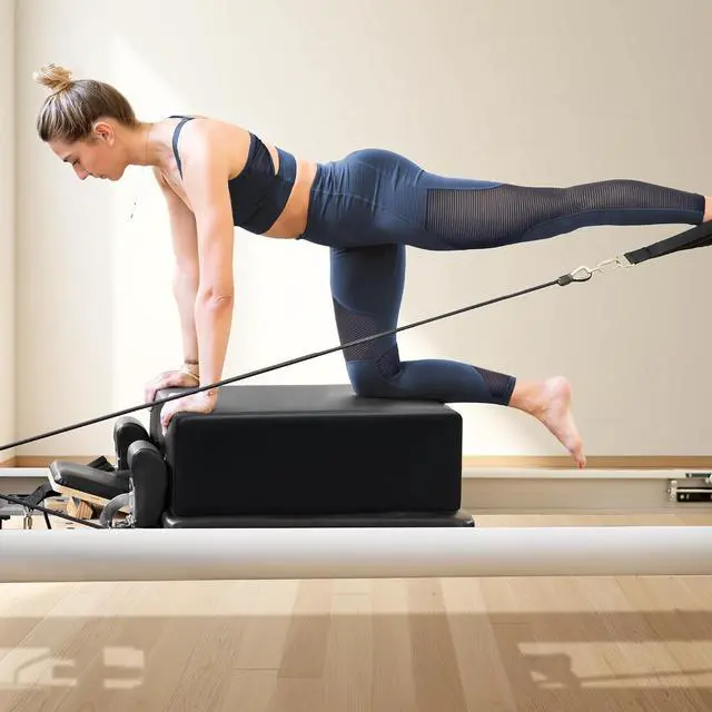 Alt view image 6 of 6 - Murago Pilates Box, Pilates Reformer Box, Black | Vegan Leather Cover, Foam Padding with Wood Frame, for Home or Studio Workout