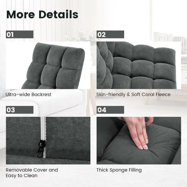 Alt view image 6 of 6 - Murago Floor Chair with Back Support, 14 Adjustable Position, Dark Grey | Japanese Meditation Folding Floor Seating, Gaming Chair Recliner with Comfy Cushion, for Adults, Living Room