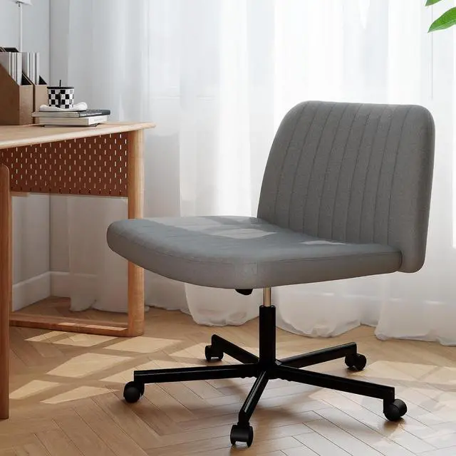 Alt view image 6 of 6 - Murago Criss Cross Chair,Office Desk Chair with Wheels,Grey | Plus Size Viral Vanity Legged Chair,Bedroom