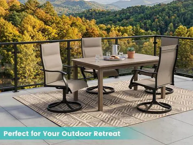 Alt view image 7 of 7 - Murago Patio Chairs Set of 4, Outdoor Chairs Set of 4, Patio Chairs, Khaki | 360 Swivel and All Weather Rocking Chair with Padded Textilene Mesh Fabric and Rust Proof Steel Frame, 400 Lb. Capacity