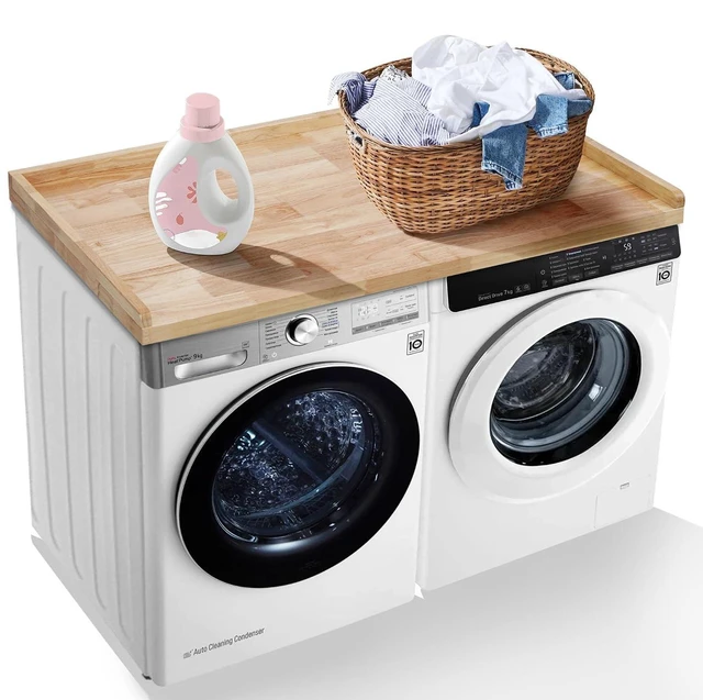 Main image of Murago Washer Dryer Countertop, Countertop Over Washer and Dryer, Natural | 100% Natural Wood, Laundry Machine Topper for Front Loaders, Fits All Major Brands, Anti Vibration Pads, 54 x 27.5"
