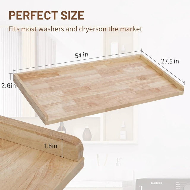 Alt view image 7 of 7 - Murago Washer Dryer Countertop, Countertop Over Washer and Dryer, Natural | 100% Natural Wood, Laundry Machine Topper for Front Loaders, Fits All Major Brands, Anti Vibration Pads, 54 x 27.5"