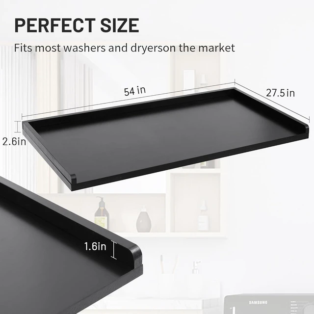 Alt view image 7 of 7 - Murago Washer Dryer Countertop, Countertop Over Washer and Dryer, Black | 100% Natural Wood, Laundry Machine Topper for Front Loaders, Fits All Major Brands, Anti Vibration Pads, 54 x 27.5"