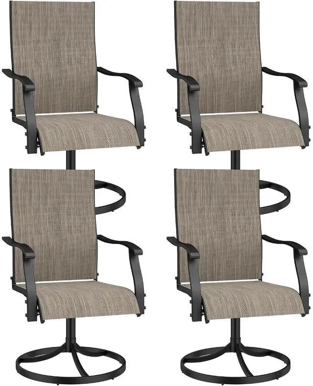Main image of Murago Patio Chairs Set of 4, Outdoor Swivel Chairs Set of 4, Brown | 360 Swivel and All Weather Rocking Chair with Textilene Mesh Fabric and Rust Proof Steel Frame, 400 Lb. Capacity