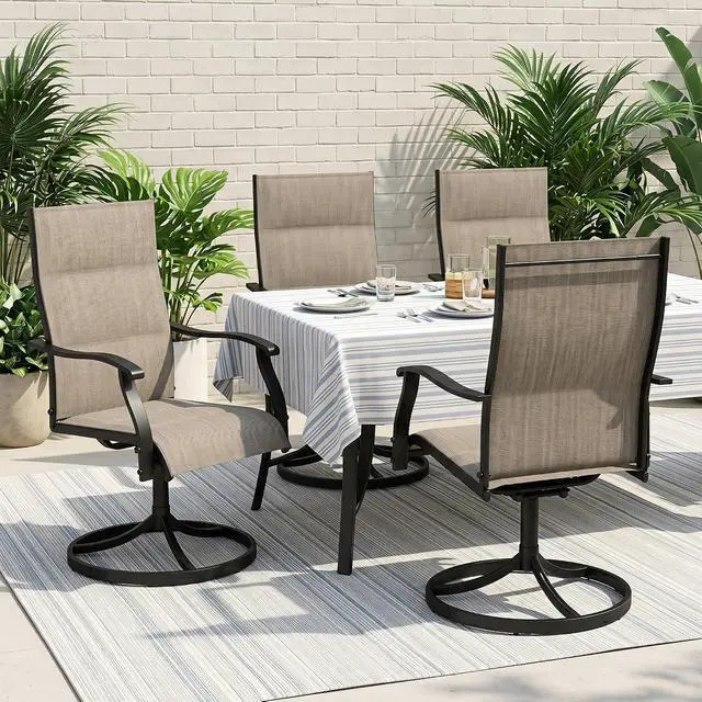 Alt view image 7 of 7 - Murago Patio Chairs Set of 2, Outdoor Chairs Set of 2, Patio Chairs, Brown | 360 Swivel and All Weather Rocking Chair with Padded Textilene Mesh Fabric and Rust Proof Steel Frame, 400 Lb. Capacity