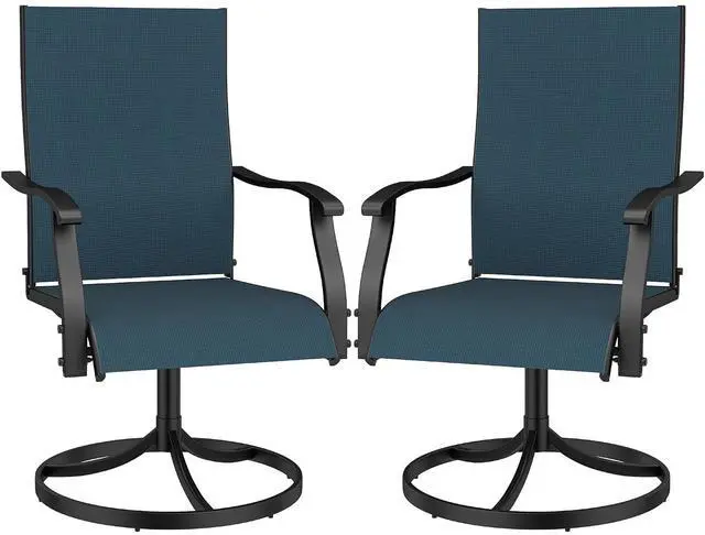 Main image of Murago Patio Chairs Set of 2, Outdoor Swivel Chairs Set of 2,Blue | 360 Swivel and All Weather Rocking Chair with Textilene Mesh Fabric and Rust Proof Steel Frame, 400 Lb. Capacity