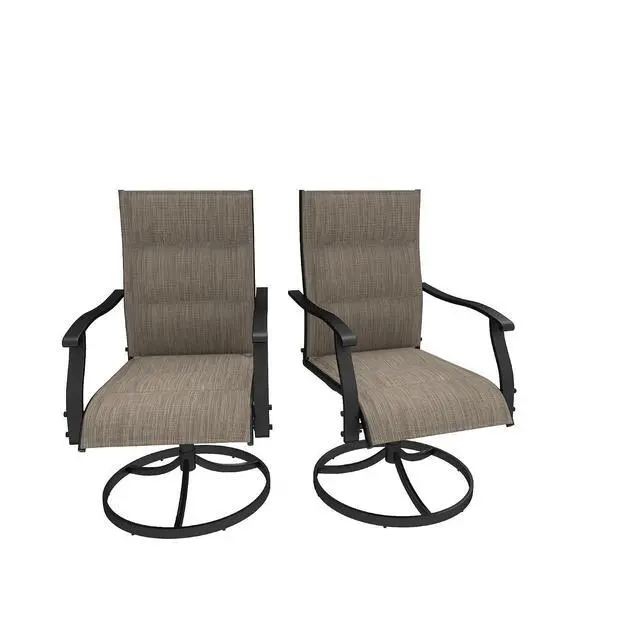 Main image of Murago Patio Chairs Set of 2, Outdoor Swivel Chairs Set of 2, Padded Brown | 360 Swivel and All Weather Rocking Chair with Padded Textilene Mesh Fabric and Rust Proof Steel Frame, 400 Lb. Capacity
