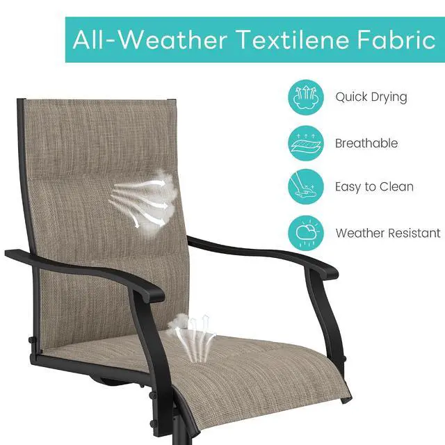 Alt view image 5 of 7 - Murago Patio Chairs Set of 2, Outdoor Chairs Set of 2, Patio Chairs, Brown | 360 Swivel and All Weather Rocking Chair with Padded Textilene Mesh Fabric and Rust Proof Steel Frame, 400 Lb. Capacity