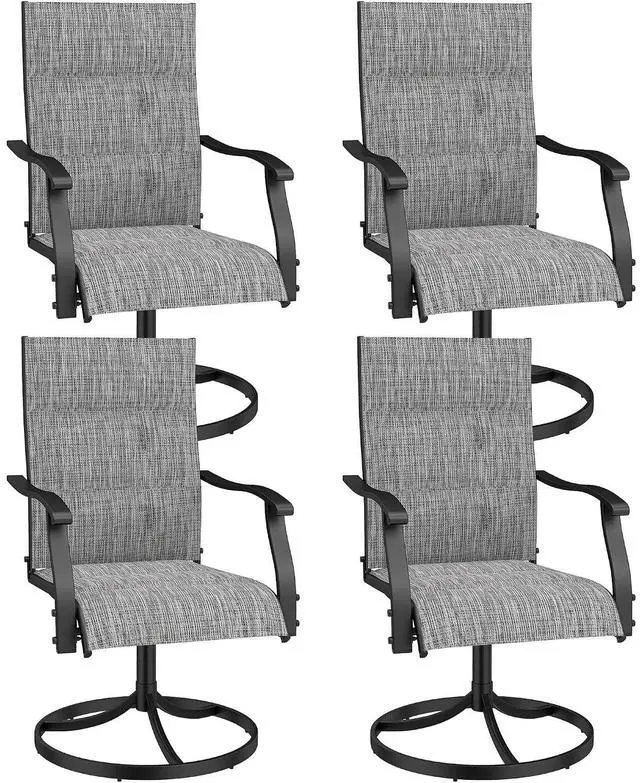 Main image of Murago Patio Chairs Set of 4, Outdoor Swivel Chairs Set of 4, Padded Grey | 360 Swivel and All Weather Rocking Chair with Padded Textilene Mesh Fabric and Rust Proof Steel Frame, 400 Lb. Capacity