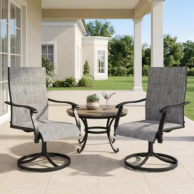 Alt view image 2 of 7 - Murago Patio Chairs Set of 4, Outdoor Chairs Set of 4, Patio Chairs, Grey | 360 Swivel and All Weather Rocking Chair with Padded Textilene Mesh Fabric and Rust Proof Steel Frame, 400 Lb. Capacity