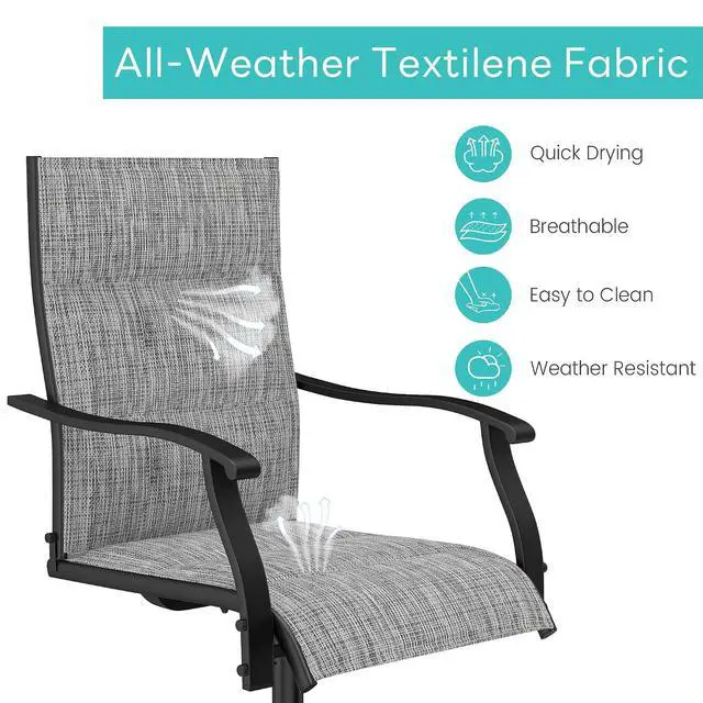 Alt view image 4 of 7 - Murago Patio Chairs Set of 4, Outdoor Chairs Set of 4, Patio Chairs, Grey | 360 Swivel and All Weather Rocking Chair with Padded Textilene Mesh Fabric and Rust Proof Steel Frame, 400 Lb. Capacity