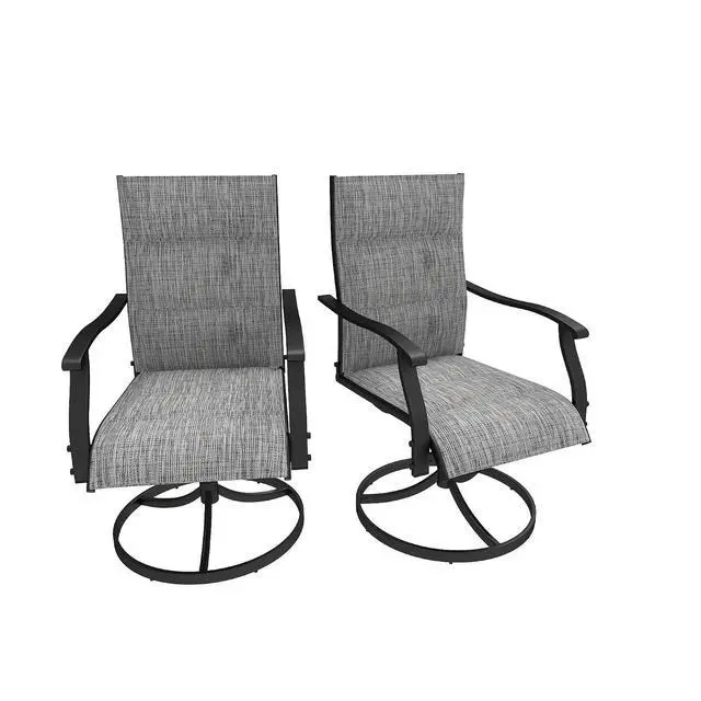 Main image of Murago Patio Chairs Set of 2, Outdoor Swivel Chairs Set of 2, Padded Grey | 360 Swivel and All Weather Rocking Chair with Padded Textilene Mesh Fabric and Rust Proof Steel Frame, 400 Lb. Capacity