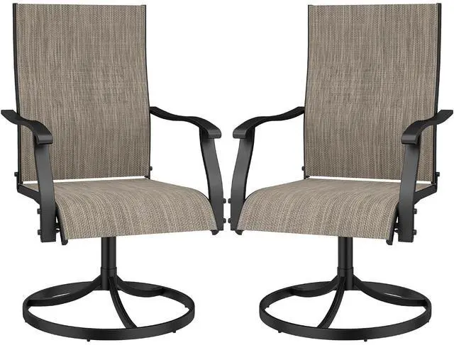 Main image of Murago Patio Chairs Set of 2, Outdoor Swivel Chairs Set of 2, Brown | 360 Swivel and All Weather Rocking Chair with Textilene Mesh Fabric and Rust Proof Steel Frame, 400 Lb. Capacity