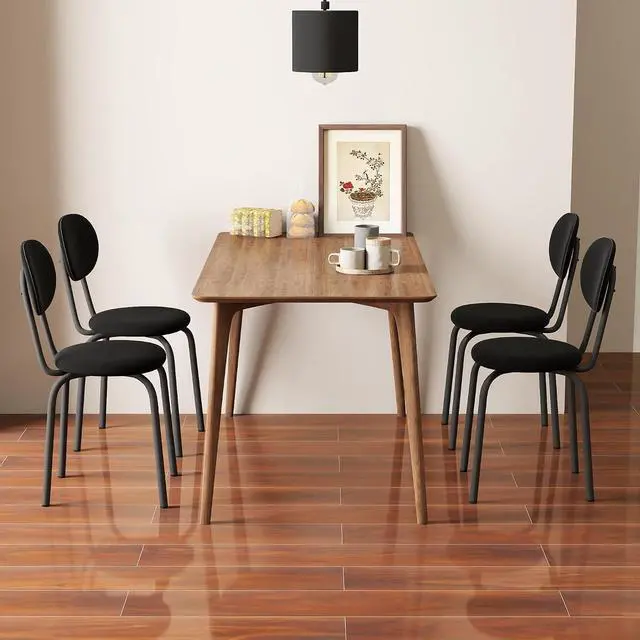 Alt view image 2 of 6 - Murago Stackable Dining Chairs Set of 4,Stackable Waiting Room Chairs,Black | Stacking Kitchen Chairs with Upholstered Back and Seat with Dense Foam Cushions,Steel Frame with 400 Lb. Capacity