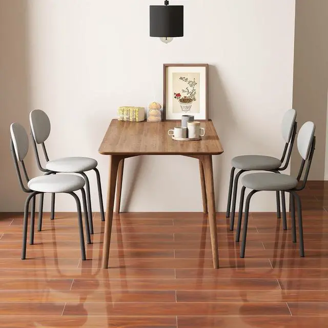 Alt view image 2 of 6 - Murago Stackable Dining Chairs Set of 4,Stackable Waiting Room Chairs,Grey | Stacking Kitchen Chairs with Upholstered Back and Seat with Dense Foam Cushions,Steel Frame with 400 Lb. Capacity