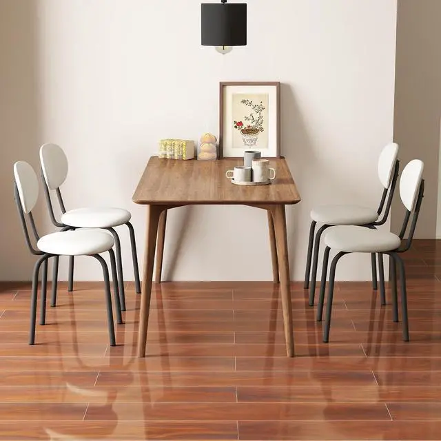 Alt view image 2 of 6 - Murago Stackable Dining Chairs Set of 4,Stackable Waiting Room Chairs,Beige | Stacking Kitchen Chairs with Upholstered Back and Seat with Dense Foam Cushions,Steel Frame with 400 Lb. Capacity