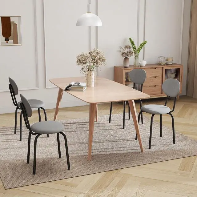 Alt view image 6 of 6 - Murago Stackable Dining Chairs Set of 4,Stackable Waiting Room Chairs,Grey | Stacking Kitchen Chairs with Upholstered Back and Seat with Dense Foam Cushions,Steel Frame with 400 Lb. Capacity