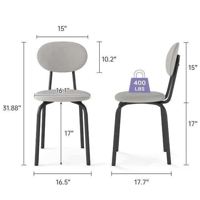 Alt view image 3 of 6 - Murago Stackable Dining Chairs Set of 4,Stackable Waiting Room Chairs,Beige | Stacking Kitchen Chairs with Upholstered Back and Seat with Dense Foam Cushions,Steel Frame with 400 Lb. Capacity