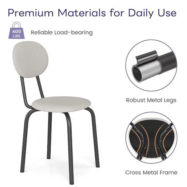 Alt view image 5 of 6 - Murago Stackable Dining Chairs Set of 4,Stackable Waiting Room Chairs,Beige | Stacking Kitchen Chairs with Upholstered Back and Seat with Dense Foam Cushions,Steel Frame with 400 Lb. Capacity