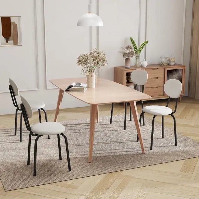 Alt view image 6 of 6 - Murago Stackable Dining Chairs Set of 4,Stackable Waiting Room Chairs,Beige | Stacking Kitchen Chairs with Upholstered Back and Seat with Dense Foam Cushions,Steel Frame with 400 Lb. Capacity