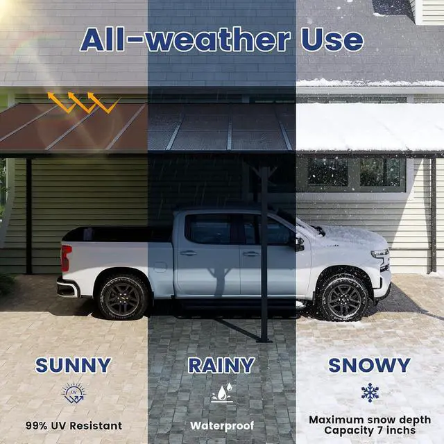 Alt view image 6 of 7 - Murago 12' x 20' Lean to Gazebo Pergola with Polycarbonate Panel Roof | Wall Mounted Gazebo with Aluminum Top Frame, Hardtop Pergola with Sloped Roof, Outdoor Heavy Duty Awnings for Patio, Backyard