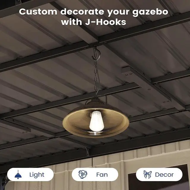 Alt view image 5 of 7 - Murago 10'x10' Wall Mounted Gazebo, Lean to Gazebo Pergola with Sloped Roof | Hard Top Pergola, Aluminum Metal Frame & Galvanized Steel Roof, Outdoor Heavy Duty Awnings for Patio, Backyard, Deck