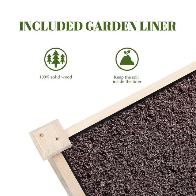 Alt view image 6 of 7 - Murago 49"x24"x30" Long Raised Garden Bed Outdoor, Wood Outdoor Planter Box, Raised Garden Bed with Legs, for Growing Flowers and Herbs on Patio, Balcony, Deck, or Yard, 30" Tall