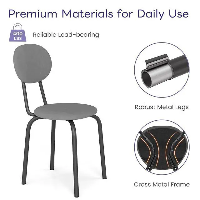 Alt view image 5 of 6 - Murago Stackable Dining Chairs Set of 4,Stackable Waiting Room Chairs,Grey | Stacking Kitchen Chairs with Upholstered Back and Seat with Dense Foam Cushions,Steel Frame with 400 Lb. Capacity