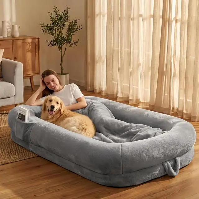 Main image of Murago Human Dog Bed for Adults, 71"x43"x10",Light Grey | Dog Bed for Humans with Smooth Short Plush,Removable Cover & Waterproof Liner,Ideal for Living Room,Bedroom