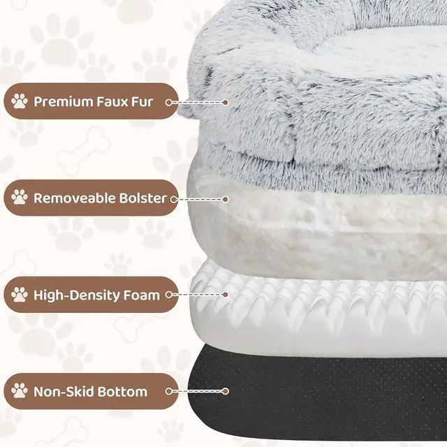 Alt view image 5 of 7 - Murago Human Dog Bed,75"x43"x10",Light Grey | Dog Bed for Humans with Smooth Short Plush,Removable Cover & Waterproof Liner,Ideal for Living Room,Bedroom